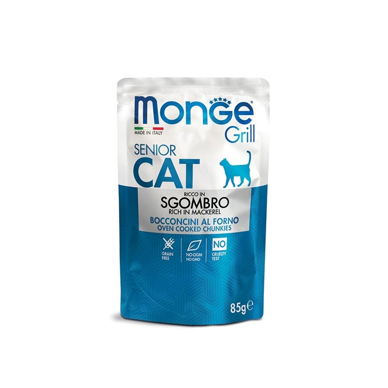 Monge - Grill Senior Bocconcini in Jelly Ricco in Sgombro 85 gr.