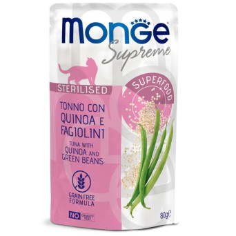 Monge - Supreme Sterilised Adult Pezzetti di Tonno con Quinoa e Fagiolini 80 gr. - 