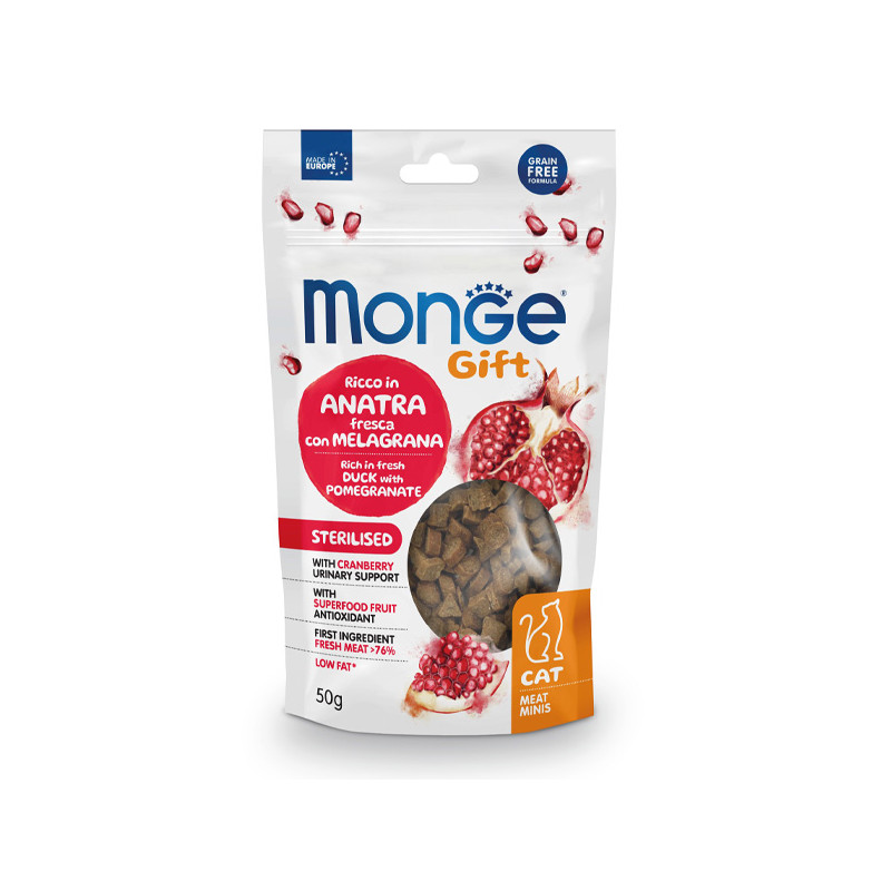 Monge - Snack Gift Adult Meat Minis Sterilised Ricco in Anatra Fresca con Melagrana 50 gr.