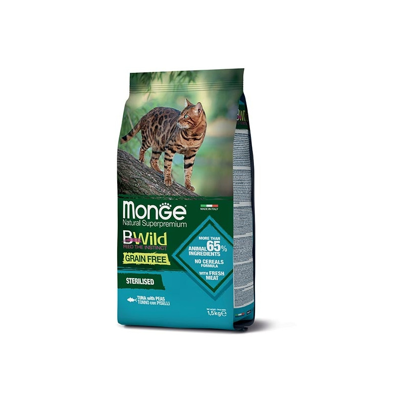 Monge - BWild Grain Free Sterilised Adult mit Thunfisch und Erbsen 1,5 KG.