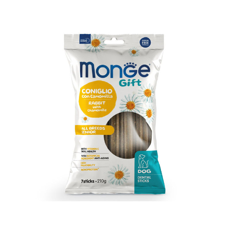 Monge - Snack Gift Senior All Breed Stick Dental Rabbit mit Kamille 210 gr.
