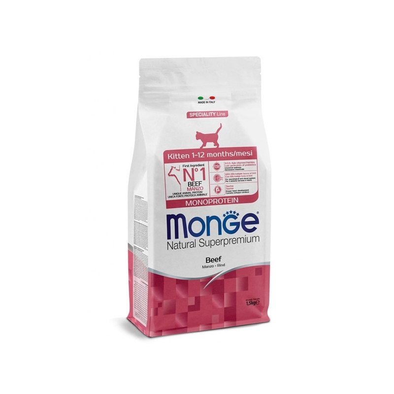 Monge - Natürliches Superpremium-Monoprotein Kitten Manzo 1,5 KG
