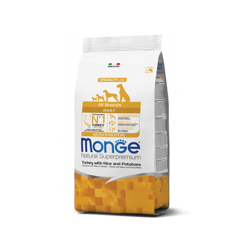 Monge - Natural Superpremium All Breeds Adult Natural Superpremium Tacchino con Riso e Patate 12 KG.