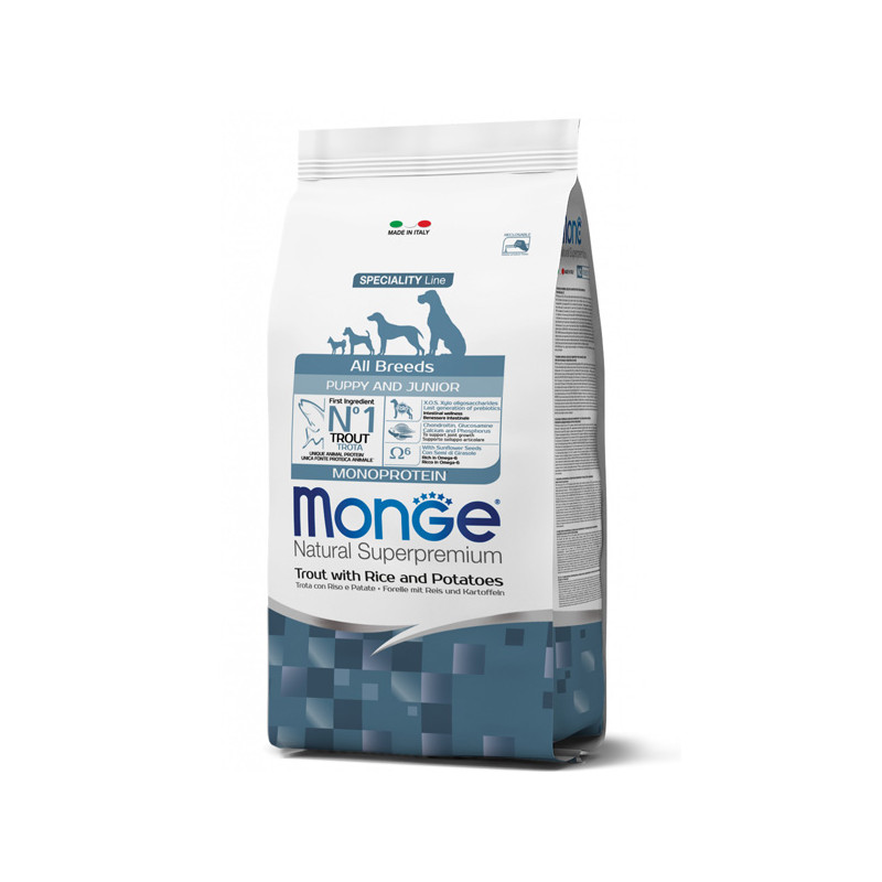 Monge - Natural Superpremium All Breeds Puppy & Junior Natural Superpremium Trota con Riso e Patate 2.50 KG