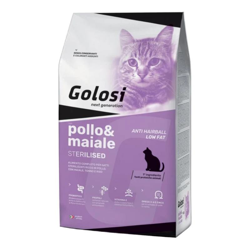 Golosi Gatto Sterilised Pollo e Maiale da 7,5 Kg
