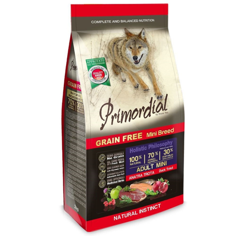 Primordial Adult mini anatra trota Grain Free 2 kg