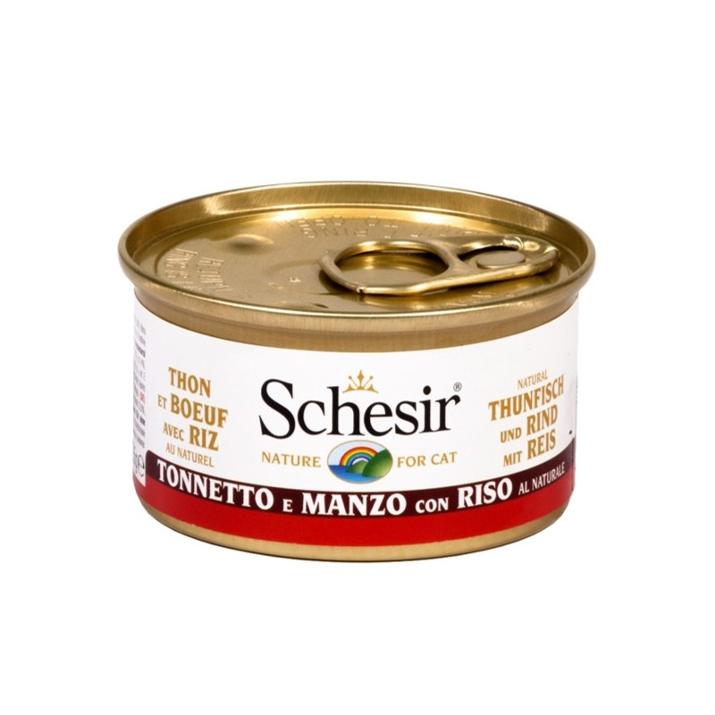 Schesir Gatto Tonnetto mit Rinderfilets und Naturreis 85 gr.