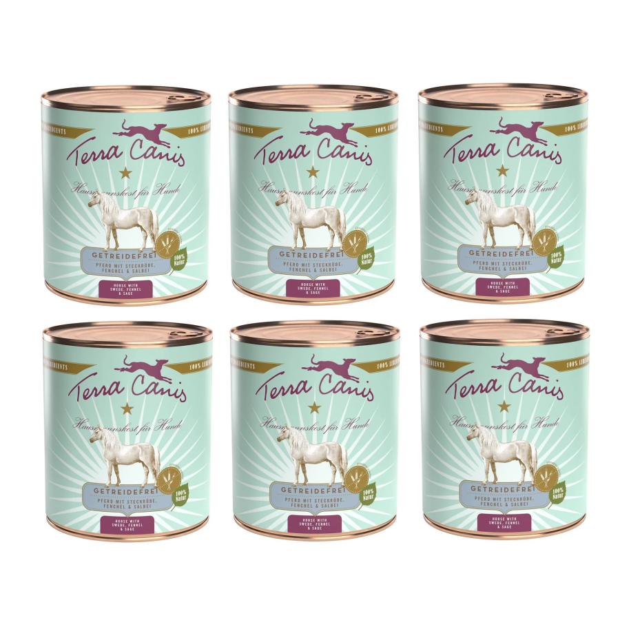 TERRA CANIS Grain Free Cavallo con rapa gialla, salvia e finocchio 6 x 800 gr.