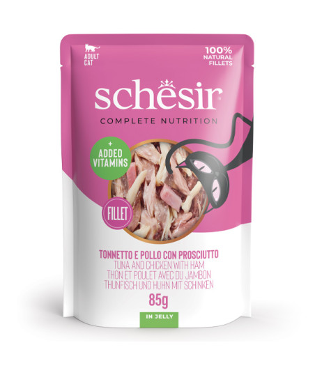 SCHESIR Filetti di Tonnetto Pollo e Prosciutto in Gelatina 85 gr. -
