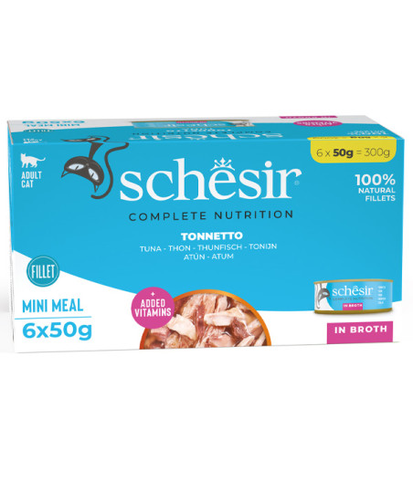 SCHESIR Natürlicher Thunfisch in Kochwasser (6 Dosen à 50 gr.) - 