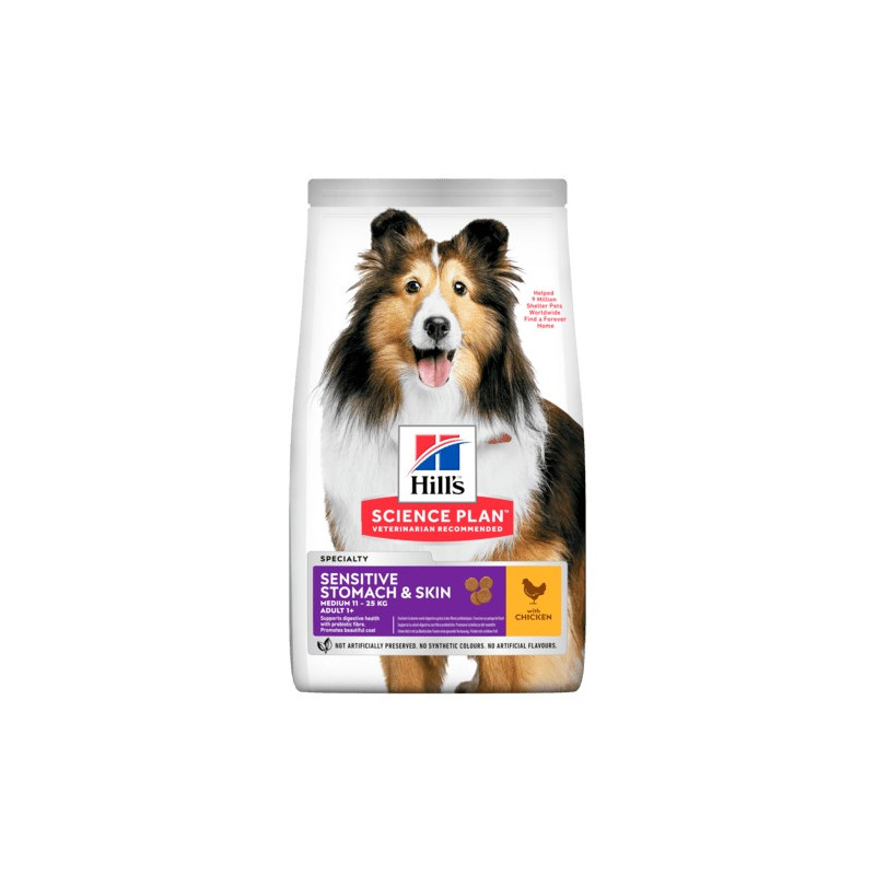 HILL'S Cane adult sensitive stomach & skin medium chicken 2,5 kg