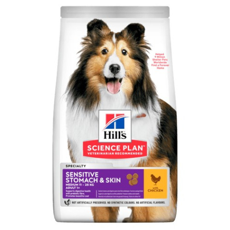 HILL'S Cane adult sensitive stomach & skin medium chicken 2,5 kg