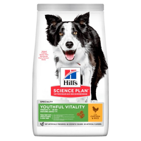 HILL'S Cane Youthful Vitality ausgewachsener Erwachsener 7+ mittelgroßes Huhn 12 kg