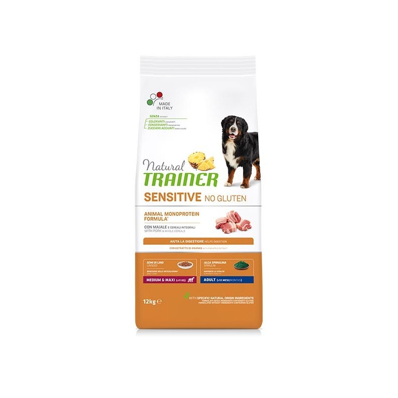 TRAINER Natural Sensitive Adult Medium & Maxi Maiale 12 kg
