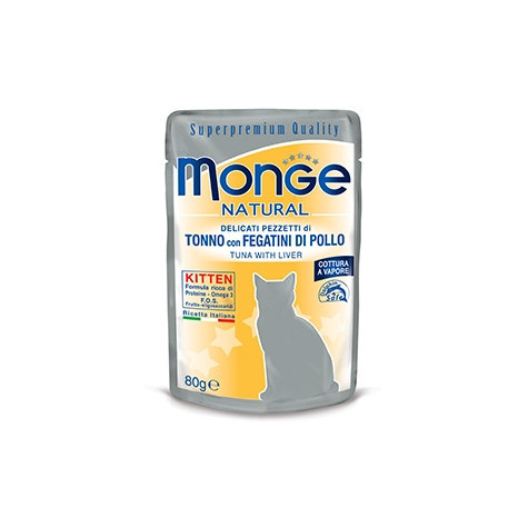 MONGE Kitten Natural Superpremium gedämpft mit Thunfisch und Hühnerleber 80 gr.