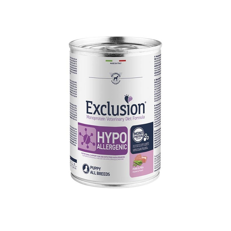 EXCLUSION Diet Hypoallergenic Puppy Pork Peas 400 gr.