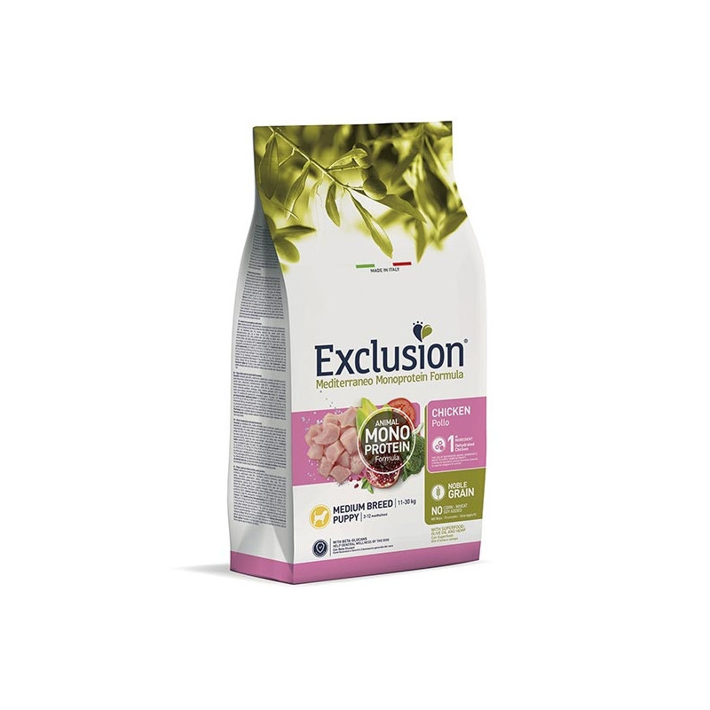EXCLUSION MEDITERRANEO Monoproteico Puppy Medium Size Chicken 12 Kg.