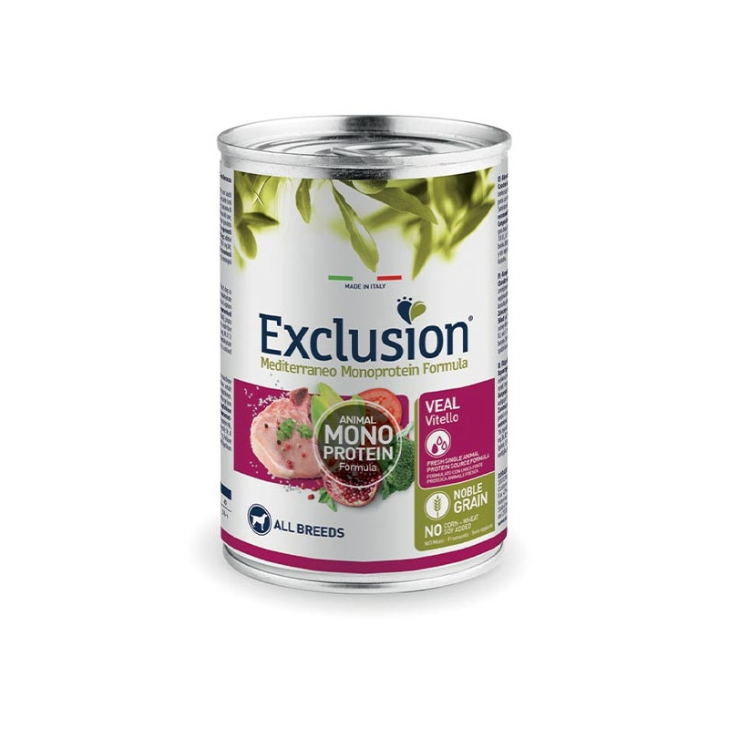 EXCLUSION Mediterraneo Monoproteico adult con Vitello 400 g