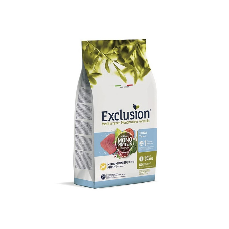 EXCLUSION MEDITERRANEO Monoproteico Puppy Medium Tonno 12 Kg.