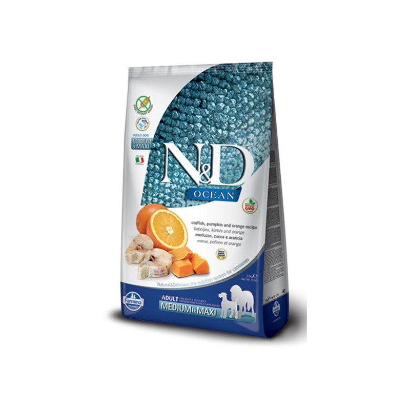 FARMINA N&D OCEAN adult medio maxi merluzzo zucca arancia 12 kg
