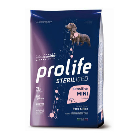 PROLIFE Cane Sterilised Sensitive Adult Maiale&Riso Mini 7 kg - 