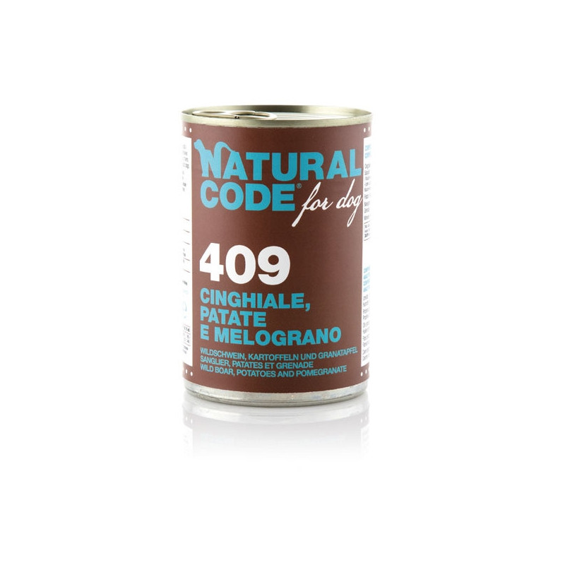 NATURAL CODE - For Dog 409 Cinghiale,Patate e Melograno 400 gr.