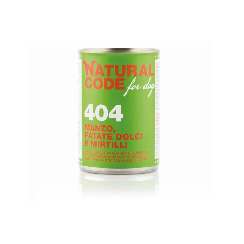 NATURAL CODE For Dog 404 Manzo,Patate dolci e Mirtilli 400 gr.