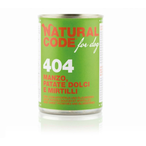 NATURAL CODE Für Hund 404 Rindfleisch, Süßkartoffeln und Blaubeeren 400 gr.
