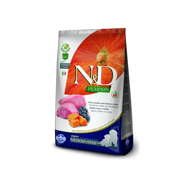 FARMINA N&D PUMPKIN grain free puppy medio maxi agnello zucca e mirtillo 2,5 kg