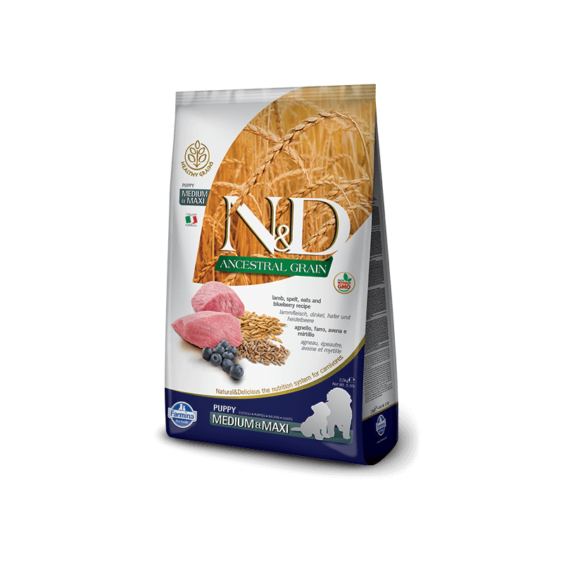 FARMINA N&D Low Ancestral Grain Puppy Medium & Maxi con Agnello e Mirtillo 2,5 kg