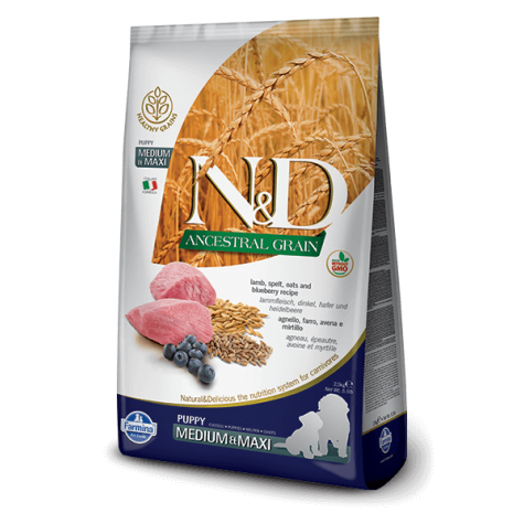 FARMINA N&D Low Ancestral Grain Puppy Medium & Maxi mit Lamm und Heidelbeere 12 kg