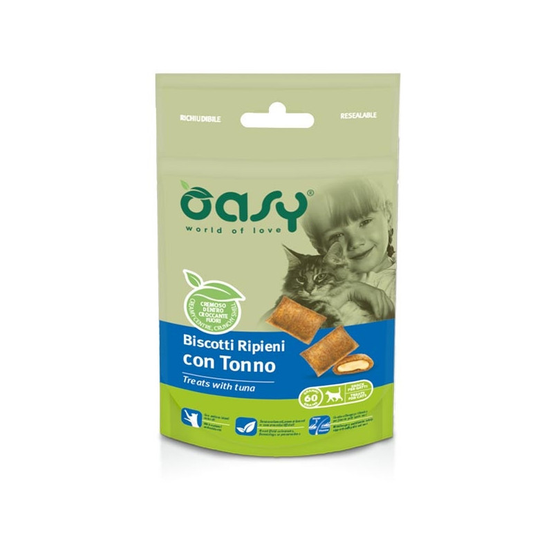 Oasy - Snack Biscotti Ripieni per Gatto con Tonno 60 gr.