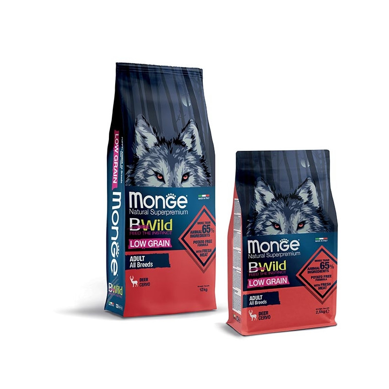 MONGE BWild Low Grain Adult All Breeds con Cervo 12 kg.