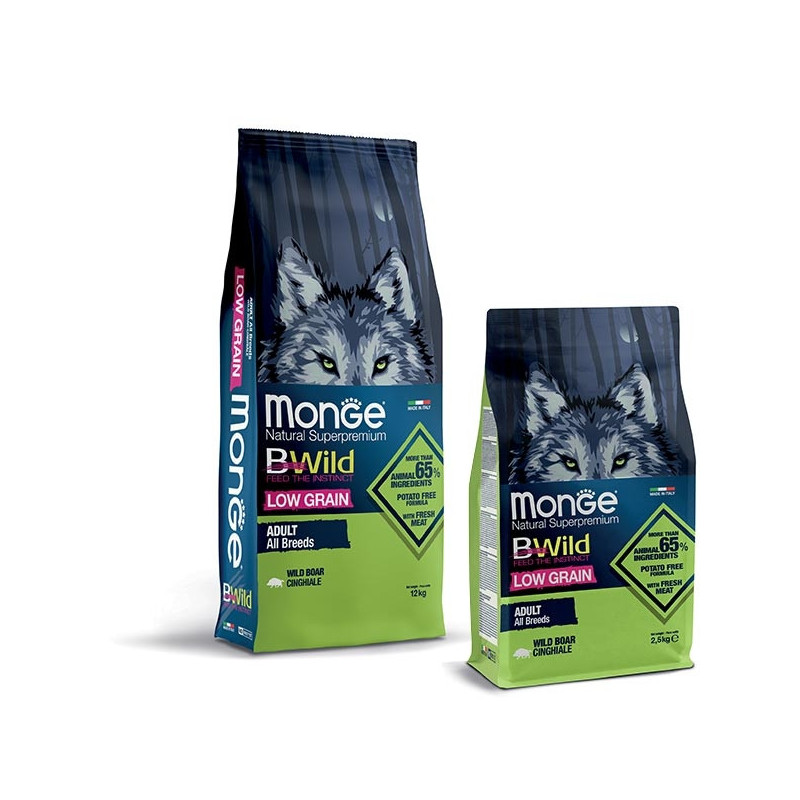 MONGE BWild Low Grain Adult All Breeds con Cinghiale 2,5 kg.