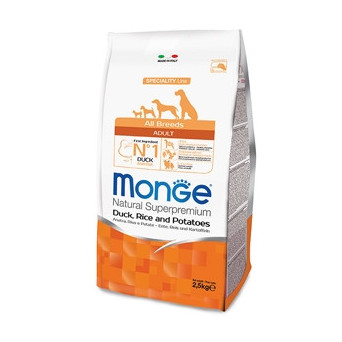 MONGE Natural Superpremium All Breeds Adult Ente, Reis und Kartoffeln 2,5 kg.