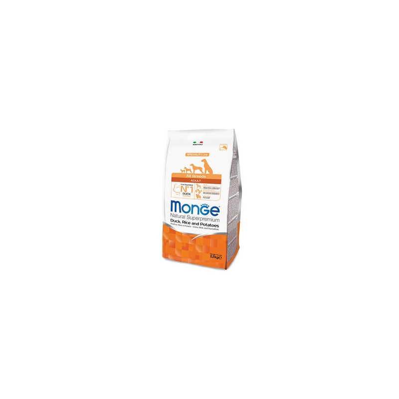 MONGE Natural Superpremium All Breeds Adult Ente, Reis und Kartoffeln 2,5 kg.