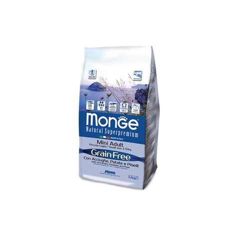 MONGE Natural Superpremium Grain Free mit Sardellen, Kartoffeln und Erbsen Mini Adult 2,5 kg.