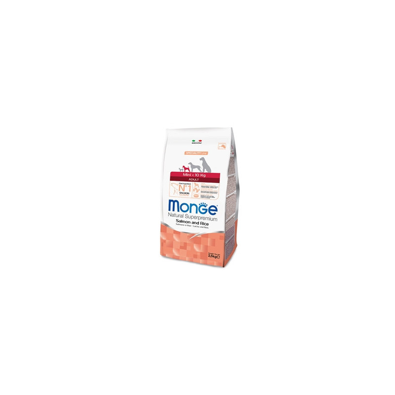 MONGE Natural Superpremium Mini Adult Salmon and Rice 2,5 kg.