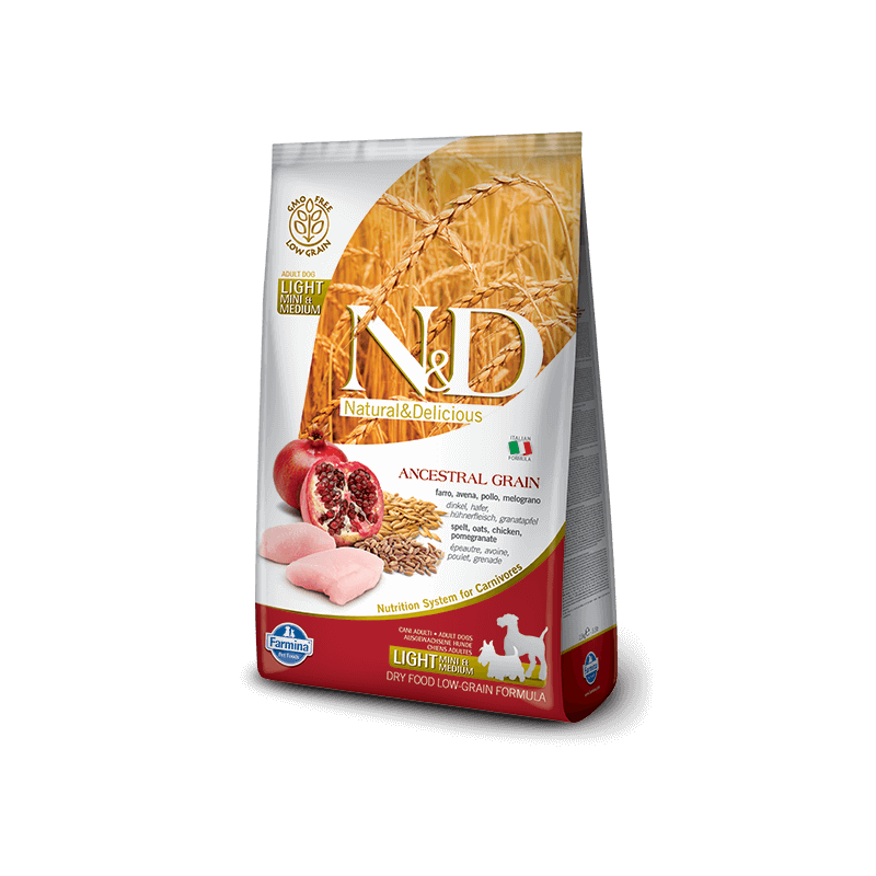FARMINA N&D LOW ANCESTRAL GRAIN cane light mini spelled oats chicken pomegranate 2,5 kg