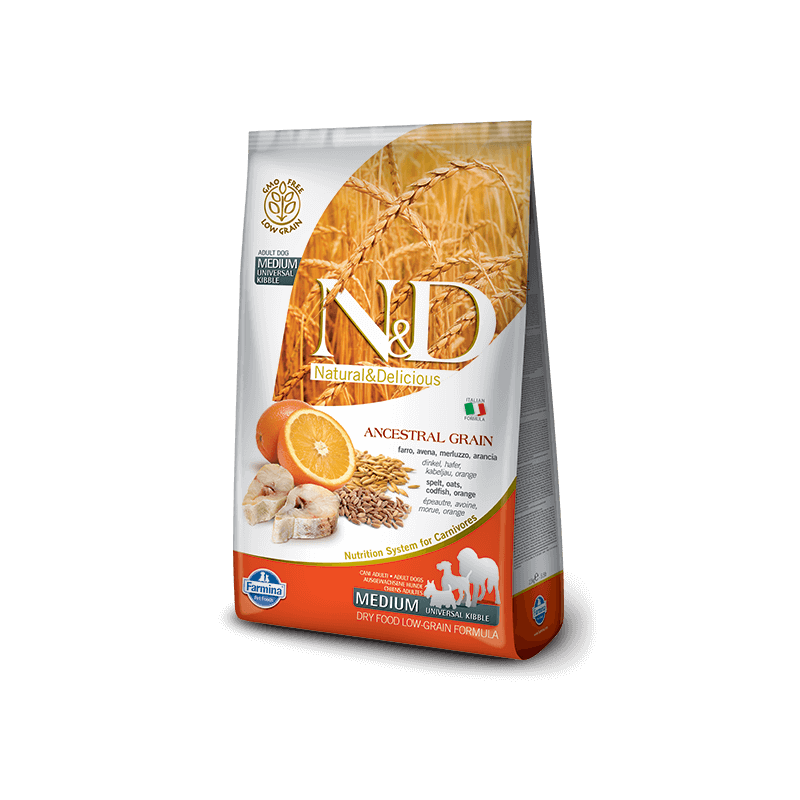 Farmina n & d low grain medium dog spelled oats cod orange 2,5 kg