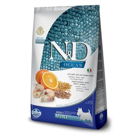 FARMINA N&D OCEAN Adult Mini with Cod, Spelled, Oats and Orange 800 gr.