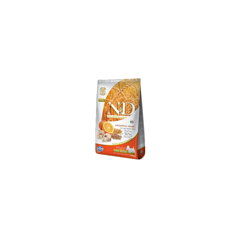FARMINA N&D LOW ANCESTRAL GRAIN Adult Mini con Merluzzo e Arancia 2,5 kg.