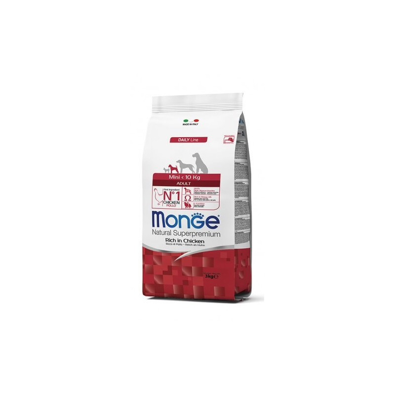 MONGE Natural Superpremium Mini Adult Ricco di Pollo 3 kg