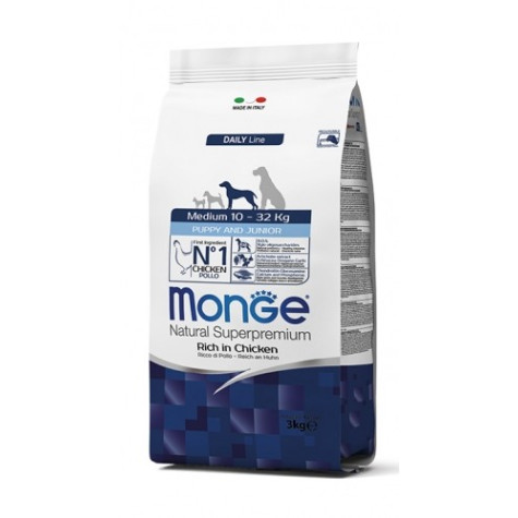MONGE Natural Superpremium Medium Puppy & Junior Rich in Chicken 12 kg