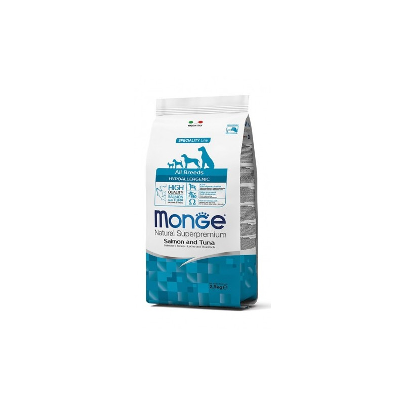 MONGE Natural Superpremium All Breeds Hypoallergenic Salmone e Tonno 12 kg. MONGE Natural Superpremium All Breeds Hypoallergenic Salmone e Tonno 12 kg.