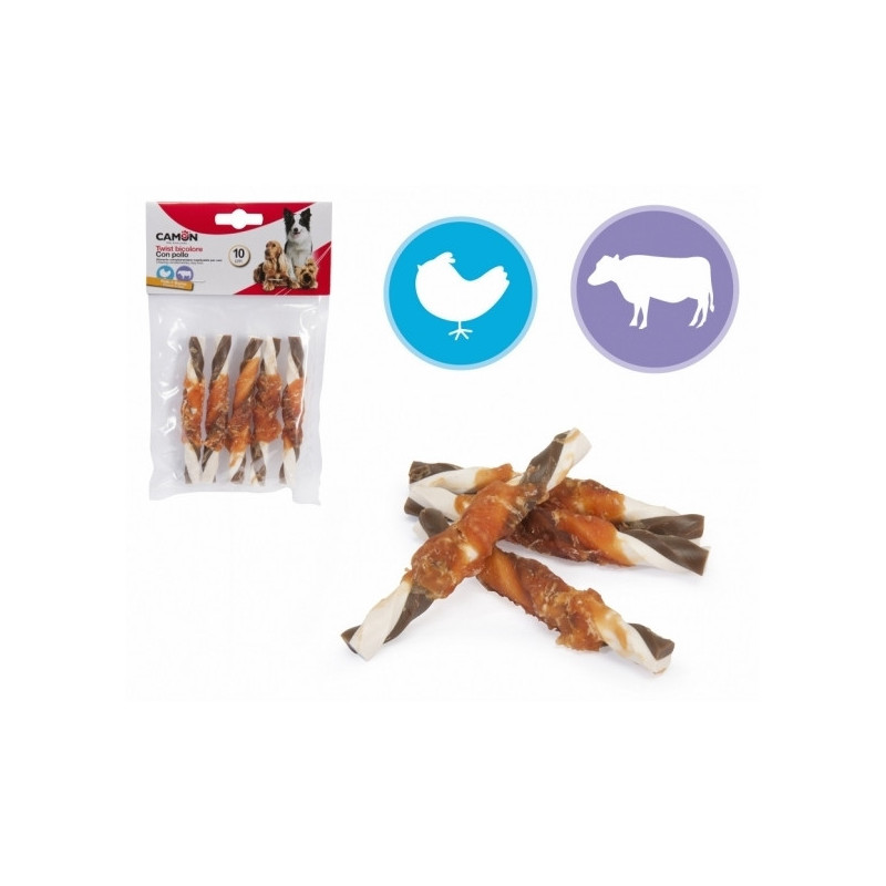 CAMON Twist Bicolore con Pollo e Pelle di Bovino 5 pz.