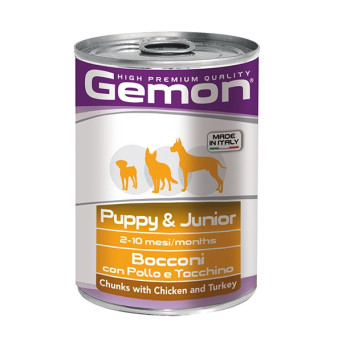 GEMON Puppy & Junior Bocconi with Chicken and Turkey 415 gr.