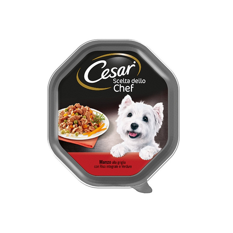 CESAR Chef's Choice mit gegrilltem Rindfleisch, braunem Reis und Gemüse 150 gr.