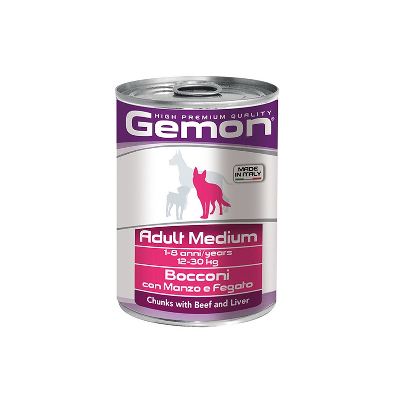 GEMON Adult Medium Bocconi con Manzo e Fegato 415 gr.