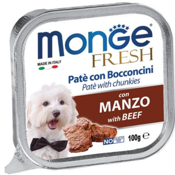 MONGE Fresh Paté and Bocconcini with Beef 100 gr.